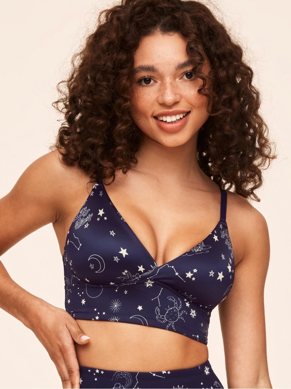 Adore Me Kali Low Impact Sports Bra Navy Blue in Mystic Dreams celestial Large